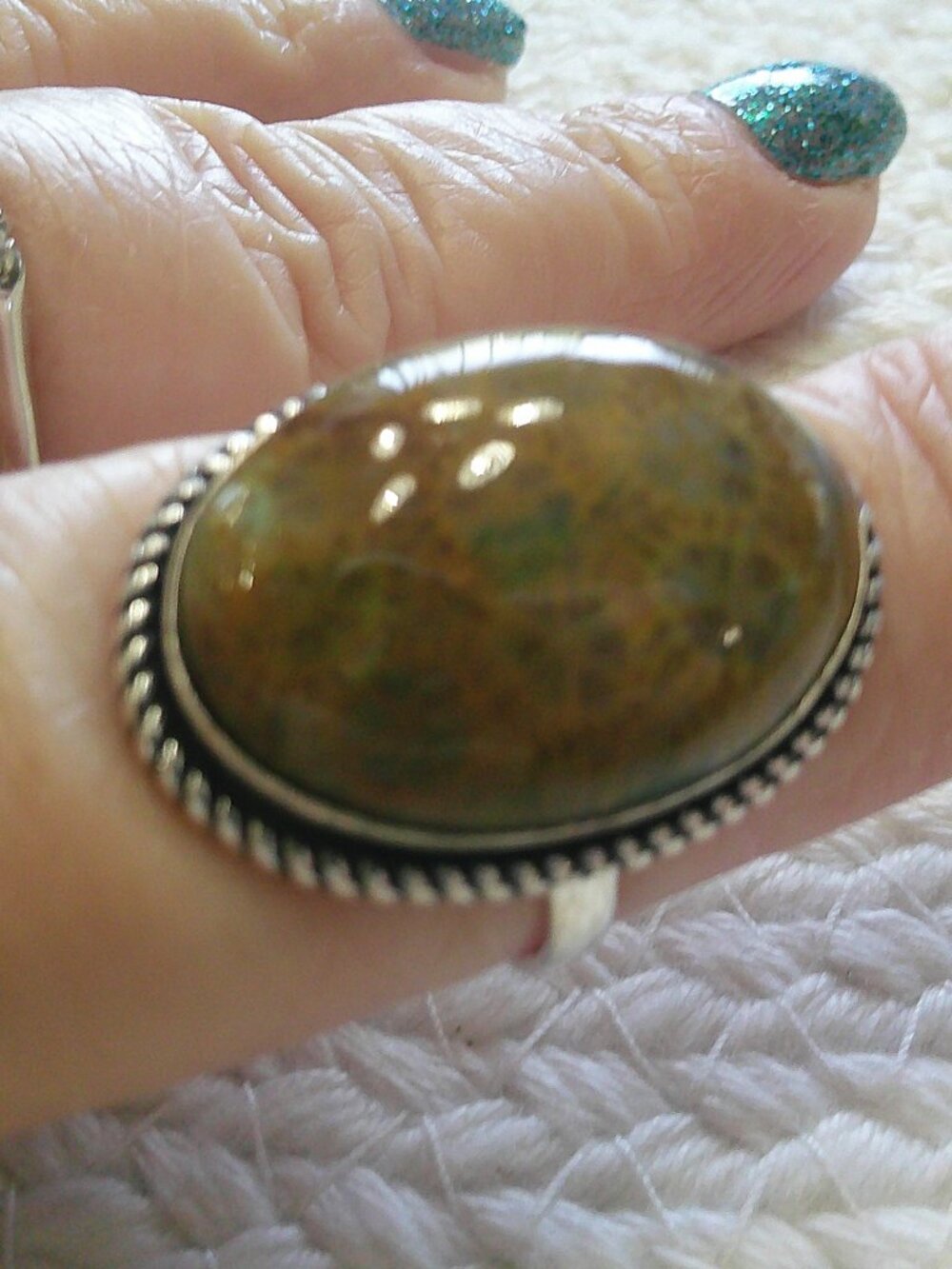 Natural FOSSIL CORAL Handmade Sterling 925 Ring Size 10.25 #782E